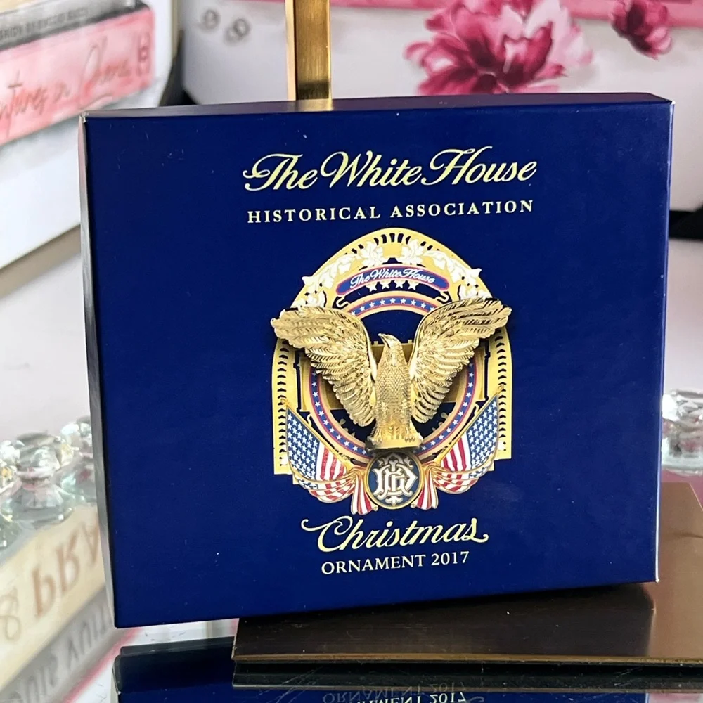 The White House  Patriotic Gold and Red Eagle Ornament 2017